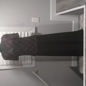 Beautiful burgundy and black chiffon and lace full length gown